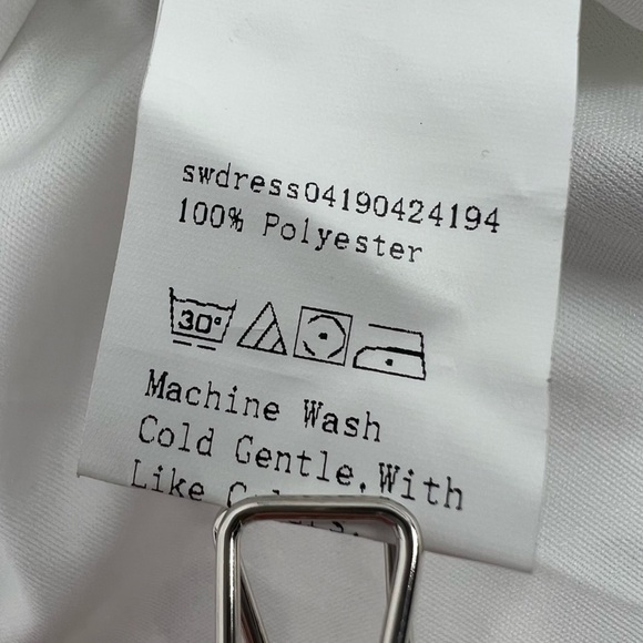 SHEIN White Tulle Iridescent Short Sleeve Mini Swing Dress Size Medium Women’s - Picture 5 of 5